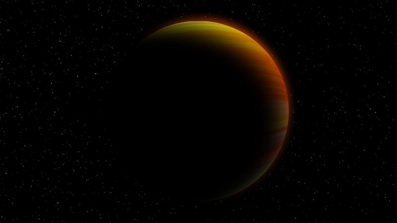 Exoplanet in Space — Black, Dramatic, 3d Render, Stars, Orange