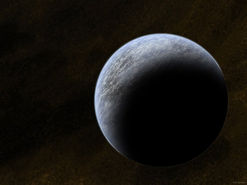 Exoplanet in Space — Black, Dramatic, Digital Art, Planet, Darkness, Blue