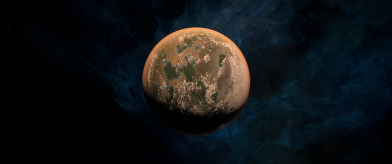 Exoplanet in Space — Blue, Dramatic, 3d Render