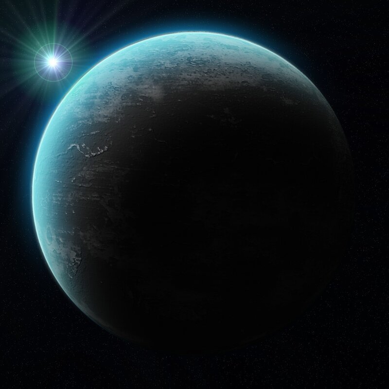 Exoplanet in Space — Blue, Dramatic, Digital Art, Star, Planet