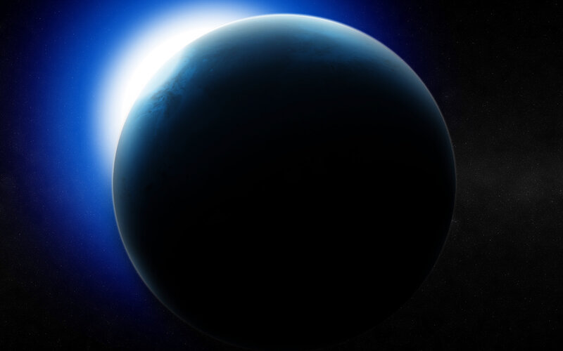 Exoplanet in Space — Blue, Dramatic, Digital Art, Star