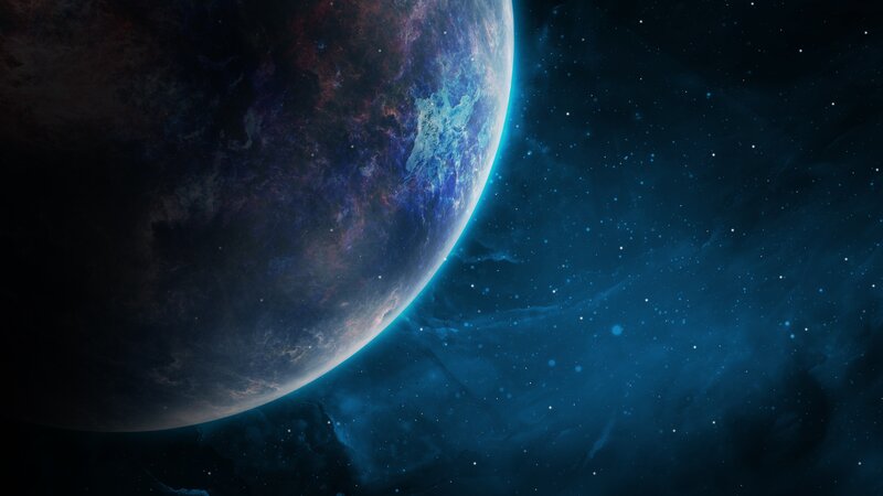 Exoplanet in Space — Blue, Dramatic, Digital Art, Stars, Nebula