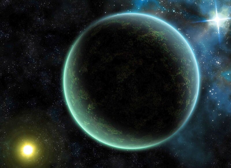 Exoplanet in Space — Blue, Dramatic, Digital Art