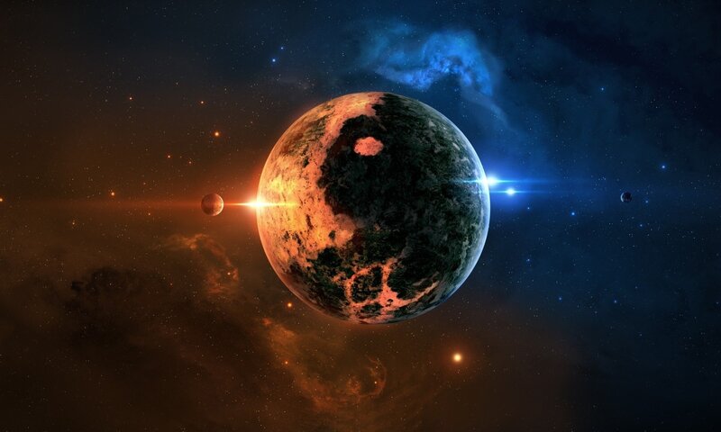 Exoplanet in Space — Blue, Dramatic