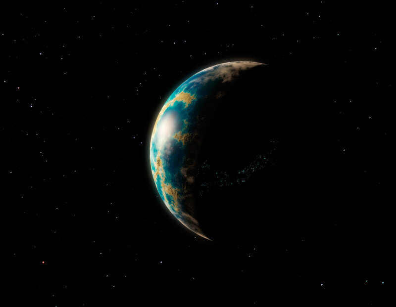 Exoplanet in Space — Blue, Serene
