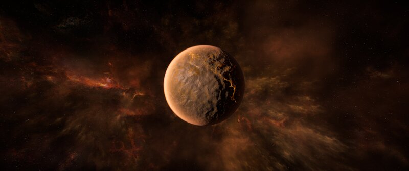 Exoplanet in Space — Brown, Dramatic, 3d Render
