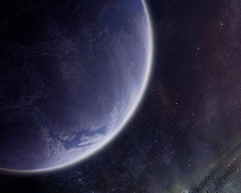 Exoplanet in Space — Purple, Dramatic, Digital Art
