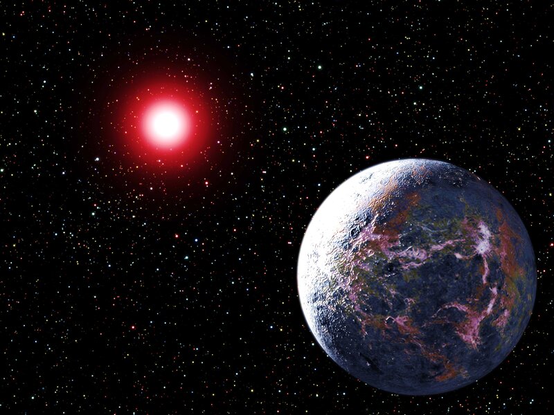 Exoplanet orbiting red star