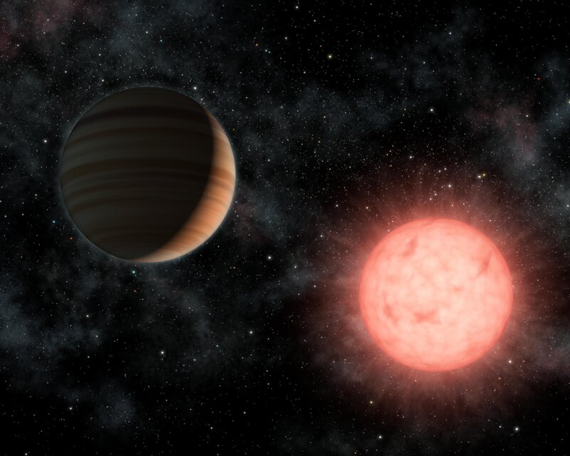 Exoplanet orbiting red star