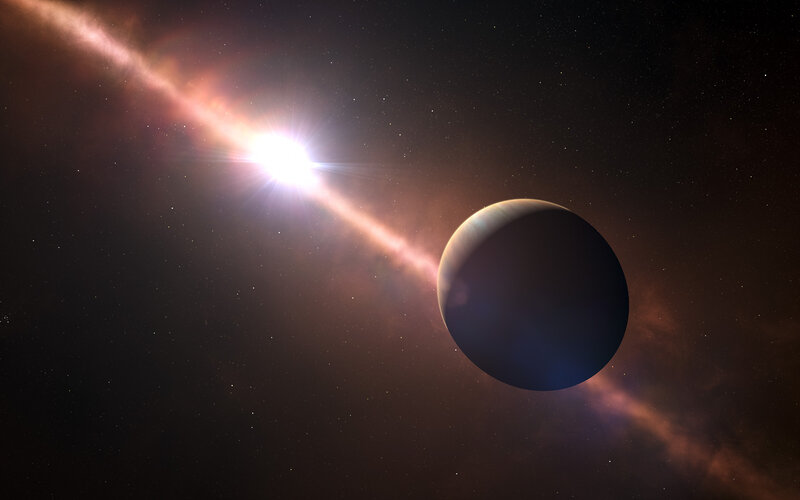 Exoplanet Orbiting Star — Black