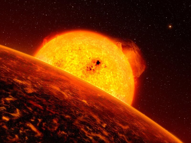 Exoplanet Orbiting Star — Orange