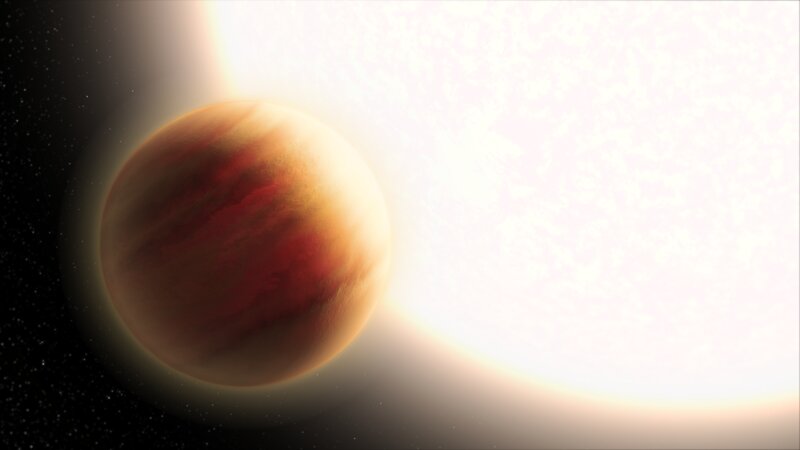 Exoplanet Orbiting Star — White