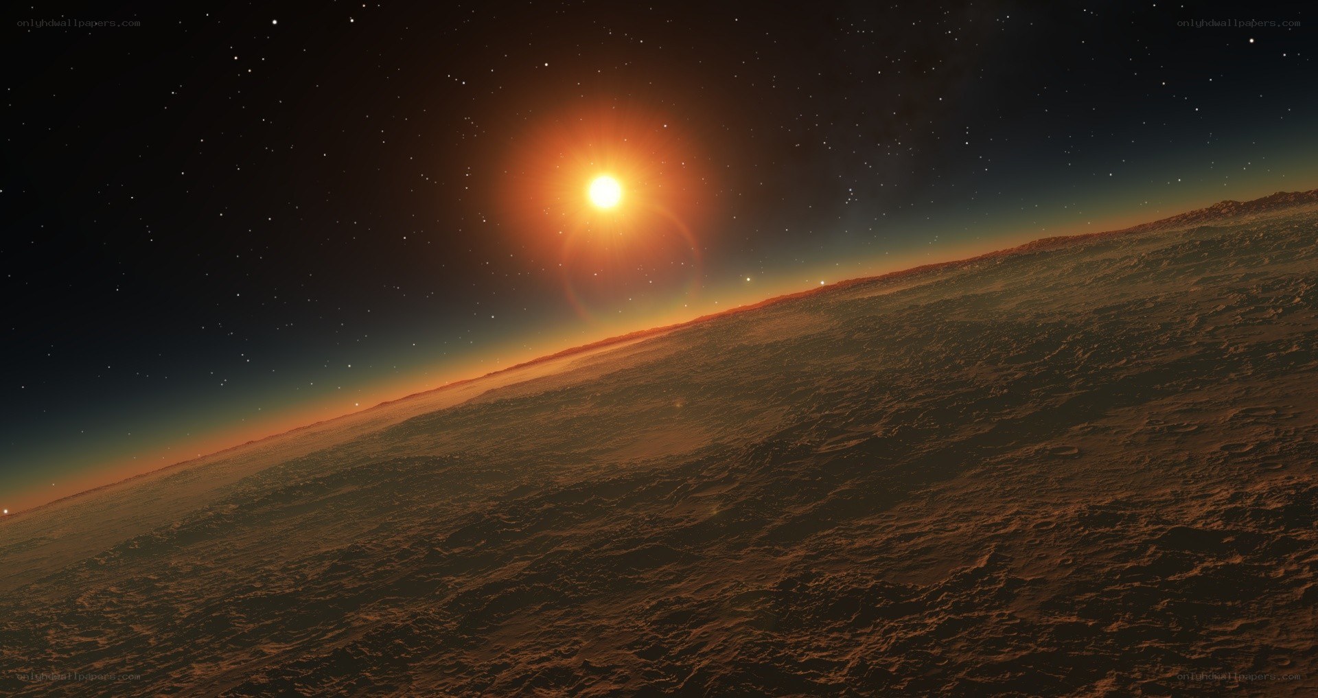 Exoplanet sunrise from orbit