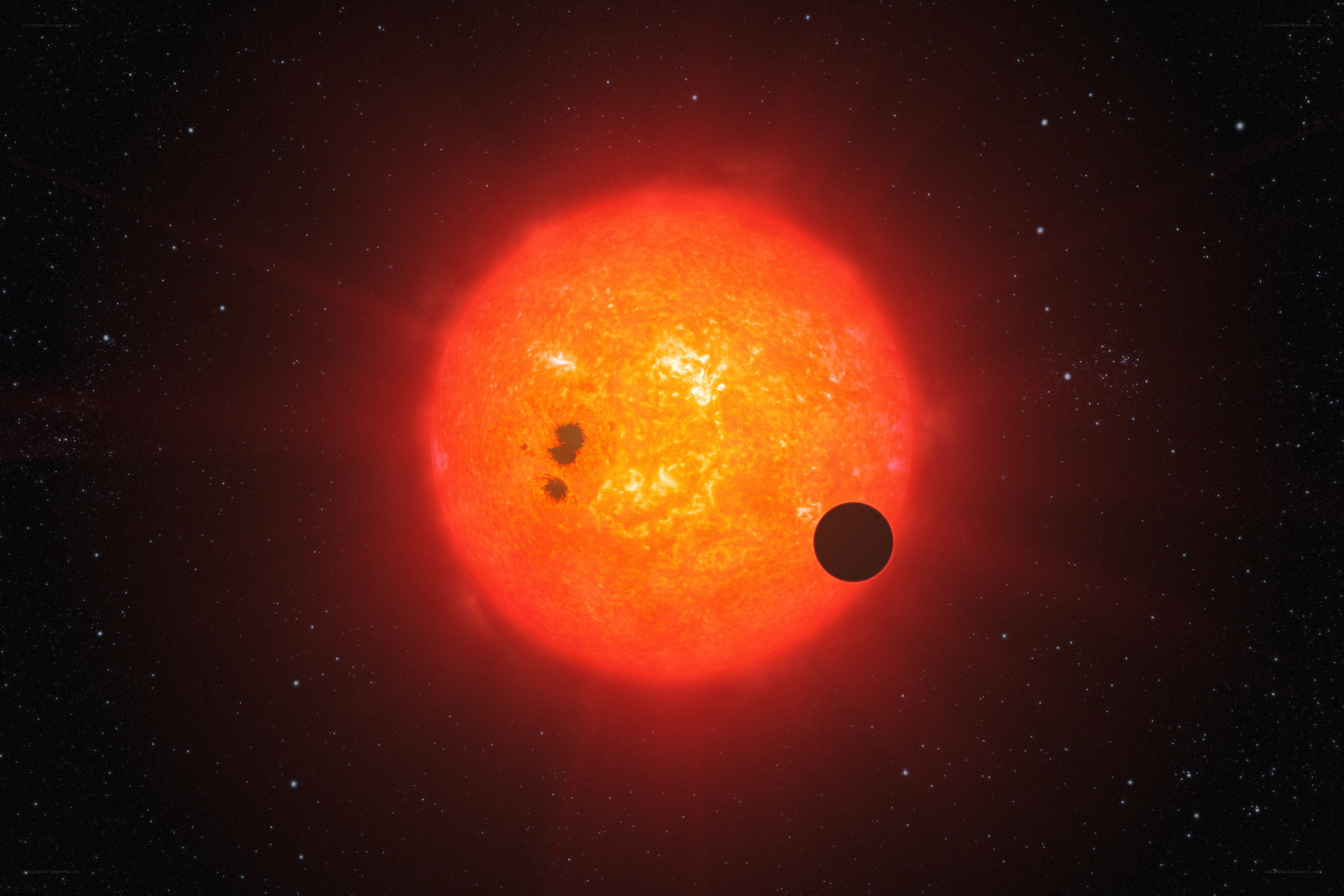 Exoplanet transiting a star