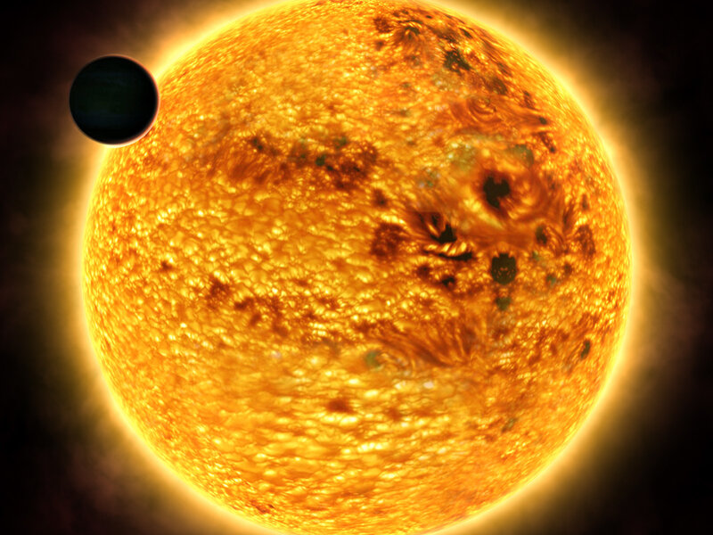 Exoplanet transiting a star