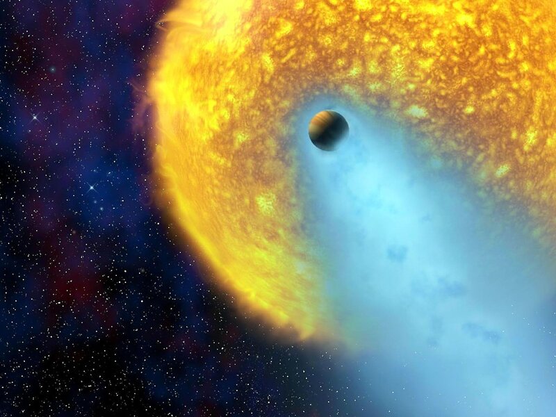 Exoplanet transiting a star