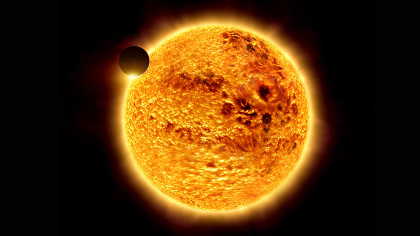 Exoplanet transiting a star