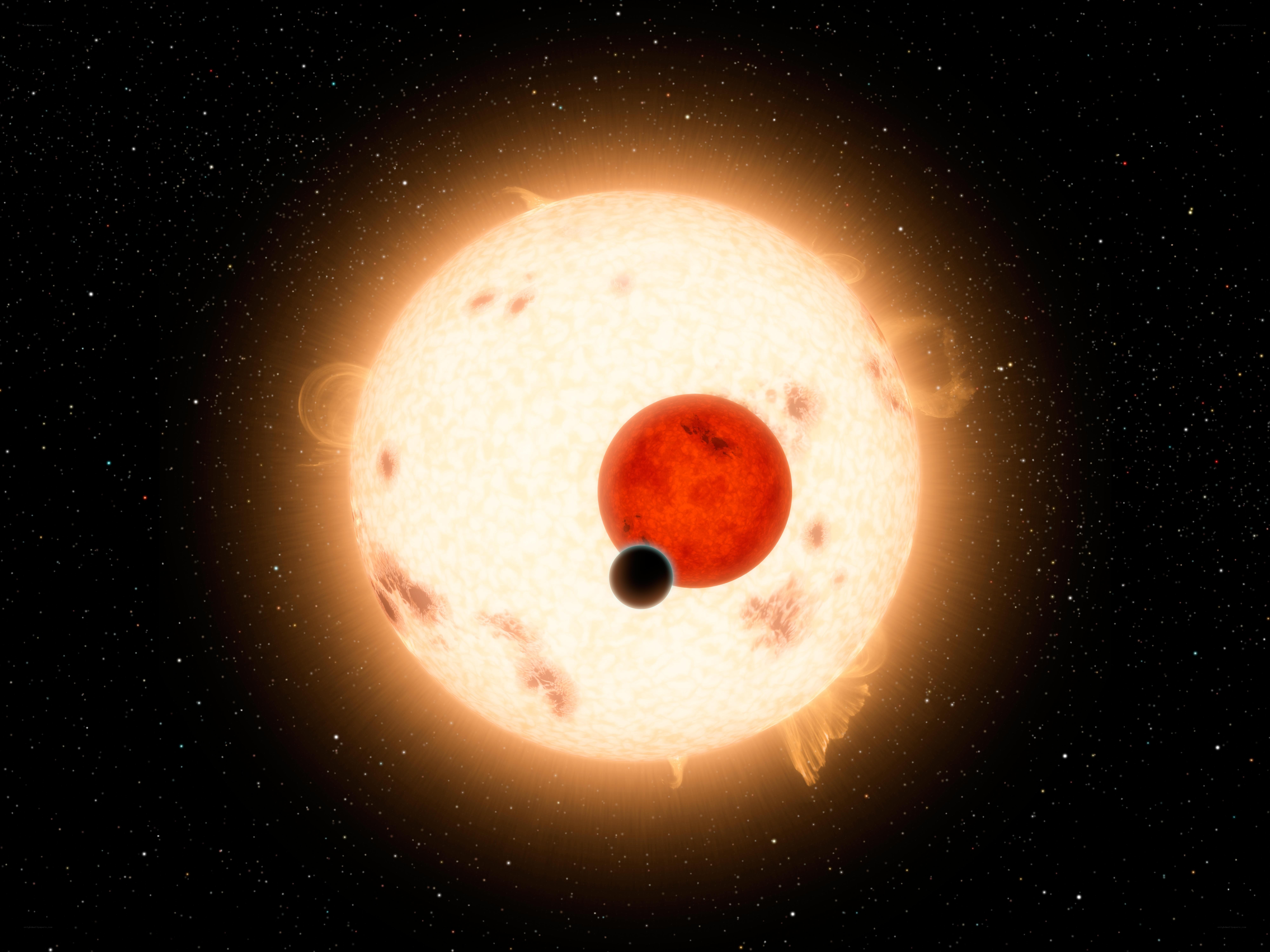 Exoplanet transiting a star