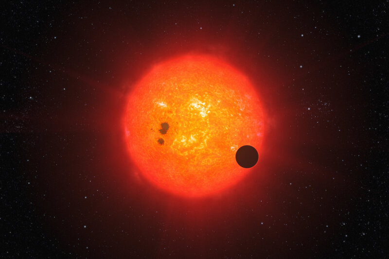 Exoplanet Transiting Star — Red, Dramatic, Digital Art, Planet, Stars