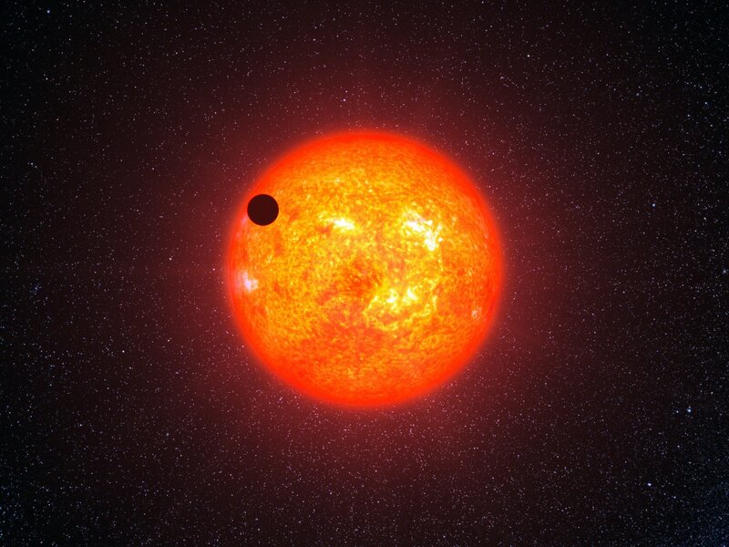 Exoplanet Transiting Star — Red, Dramatic