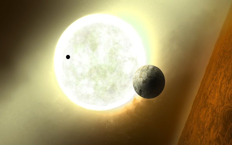 Exoplanet Transiting Star — Yellow, Dramatic, 3d Render