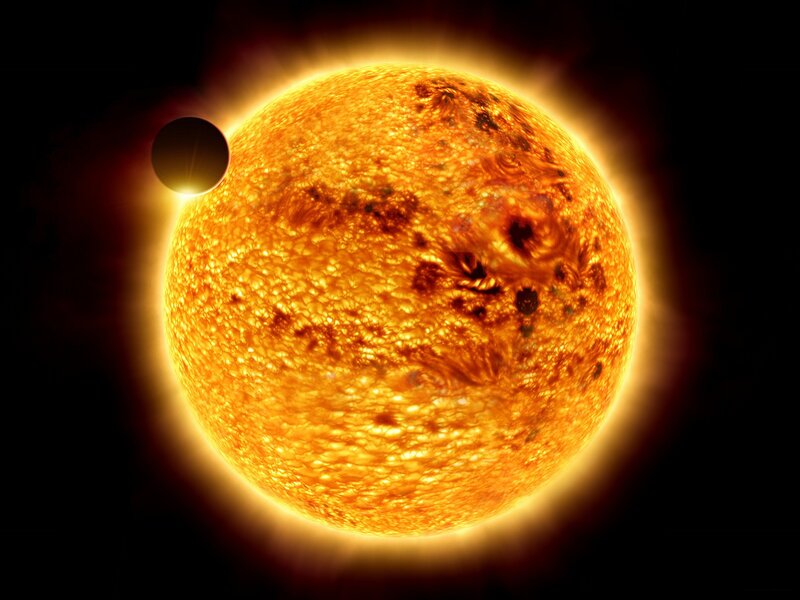 Exoplanet Transiting Star — Yellow, Dramatic, Digital Art, Planet, Corona