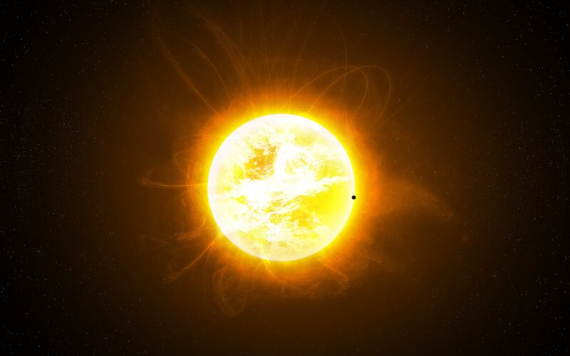 Exoplanet Transiting Star — Yellow, Dramatic, Digital Art, Planet, Space, Orange, Black