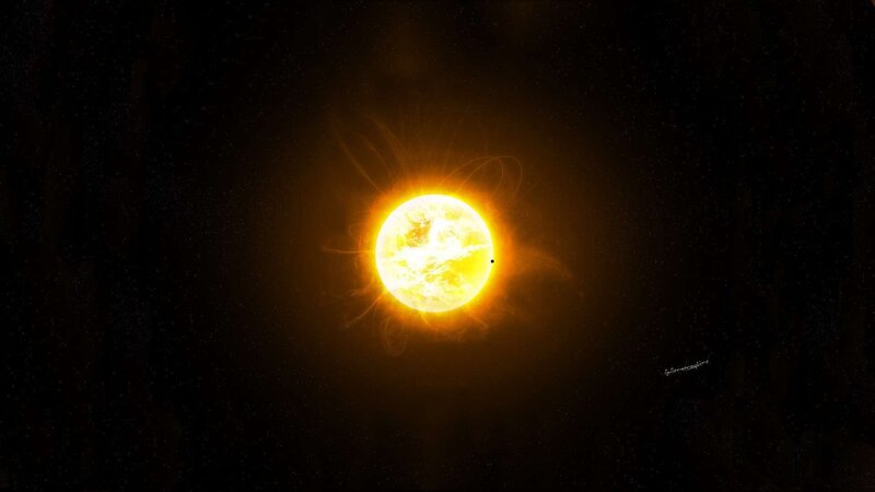 Exoplanet Transiting Star — Yellow, Dramatic, Digital Art