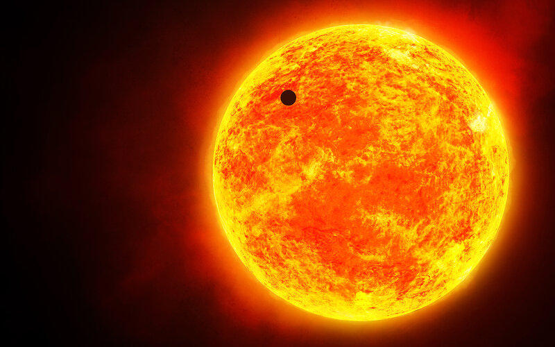 Exoplanet Transiting Star — Yellow, Dramatic
