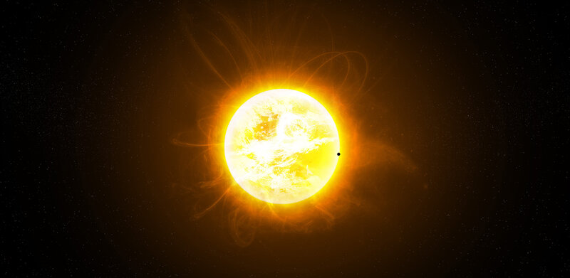 Exoplanet Transiting Star — Yellow