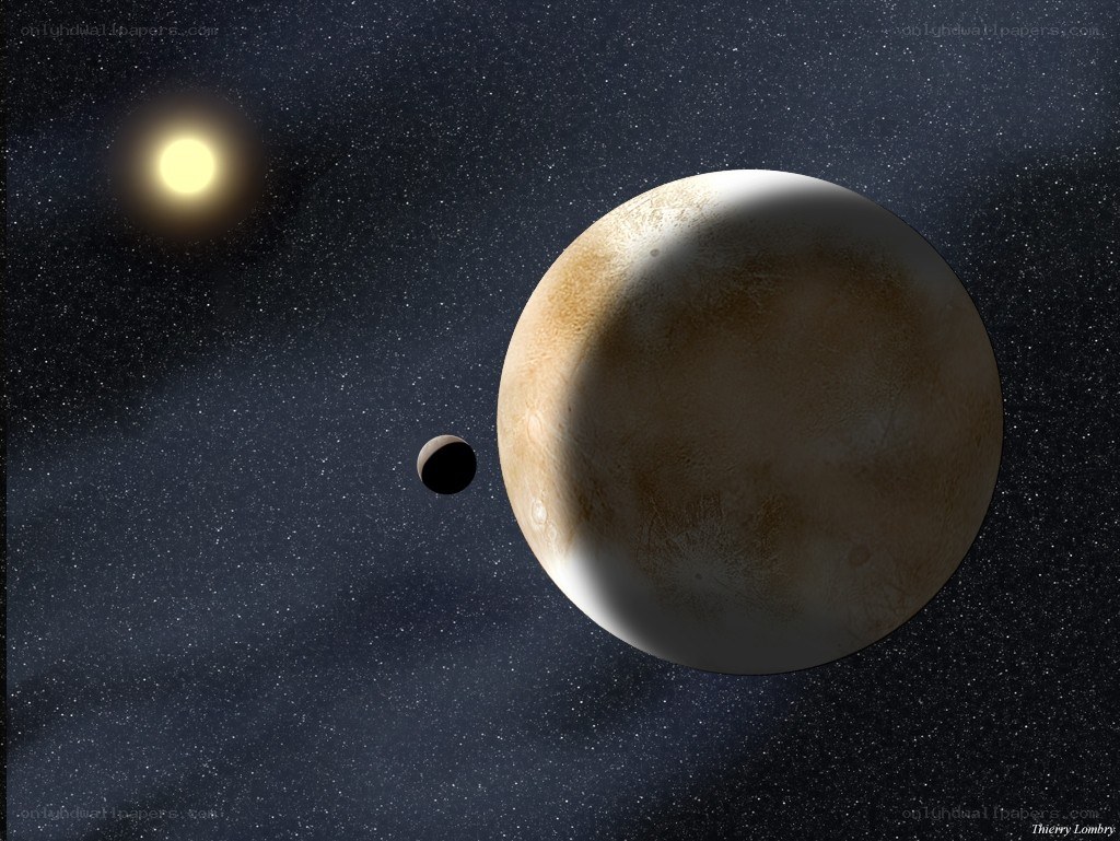 Exoplanet with moon and star