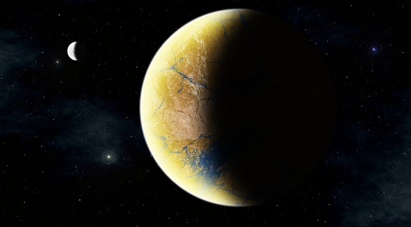 Exoplanet with Moon — Black, Cosmic