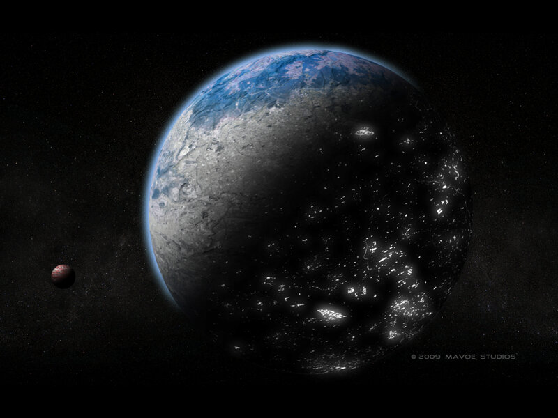 Exoplanet with Moon — Black