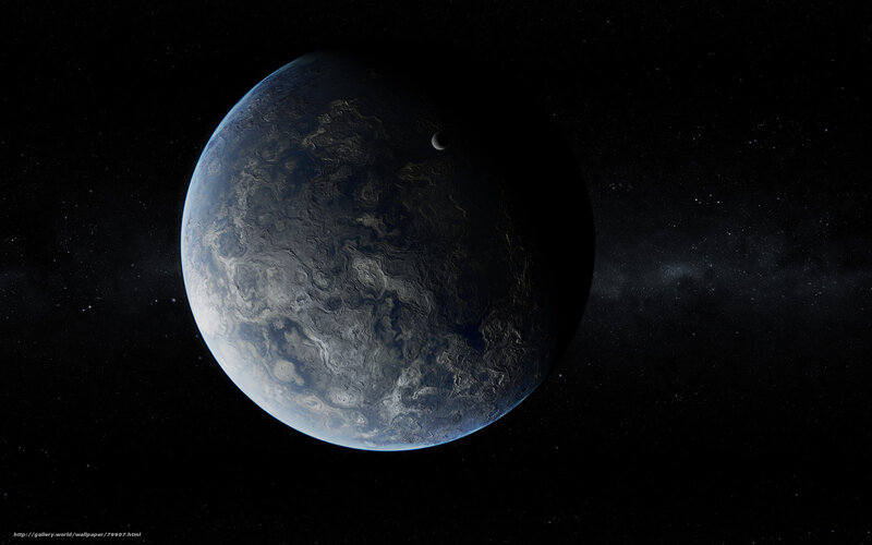 Exoplanet with moon in space