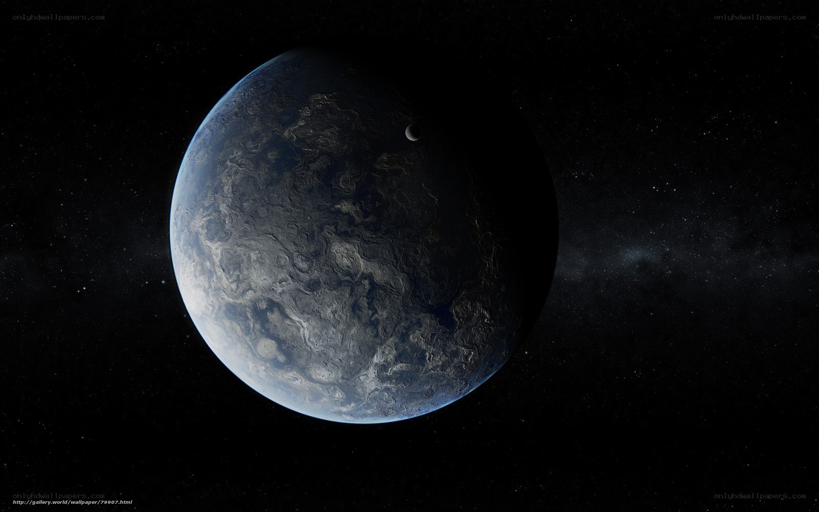 Exoplanet with moon in space