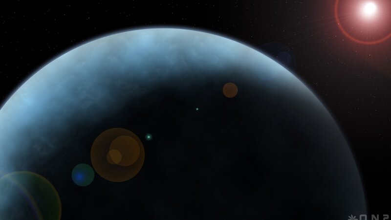 Exoplanet with Moons — Blue, Dramatic