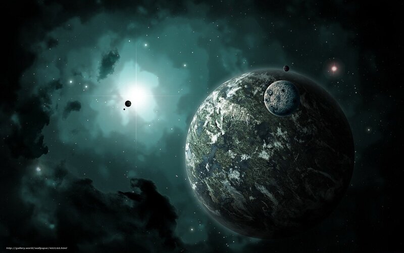 Exoplanet with Moons — Green, Dramatic