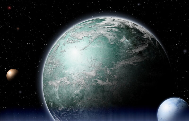 Exoplanet with Moons — Green