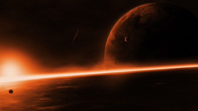 Exoplanet with Moons — Orange