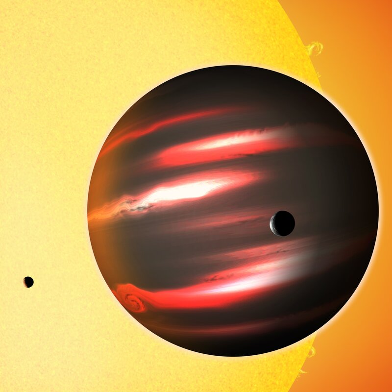 Exoplanet with Moons — Yellow, Dramatic