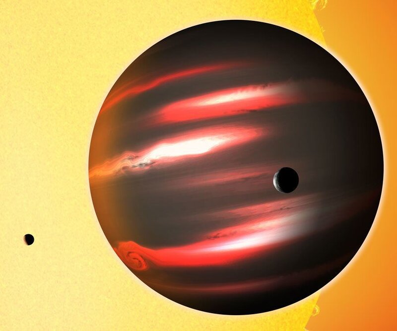 Exoplanet with Moons — Yellow