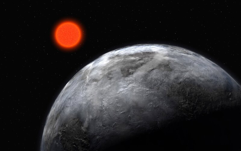 Exoplanet with Red Star — Black, Dramatic
