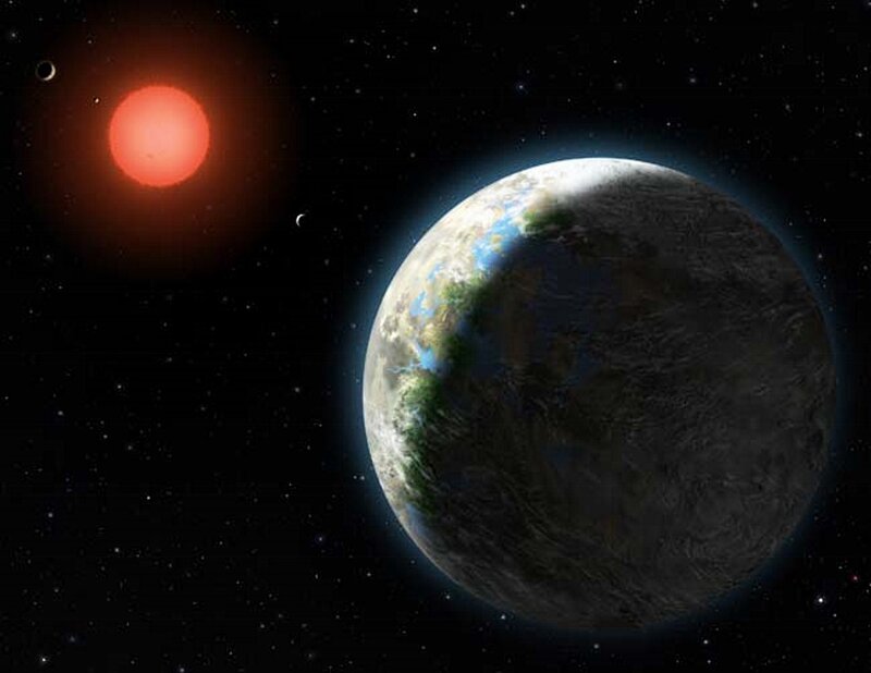Exoplanet with Red Star — Black