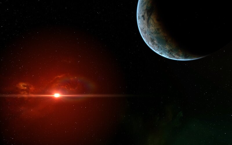 Exoplanet with red star