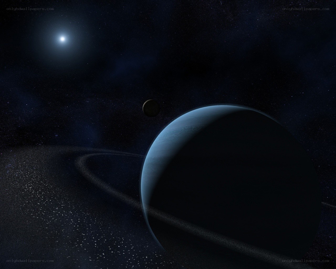 Exoplanet with rings and moon