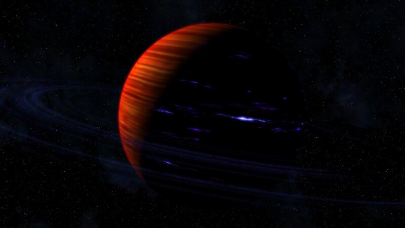 Exoplanet with rings in space
