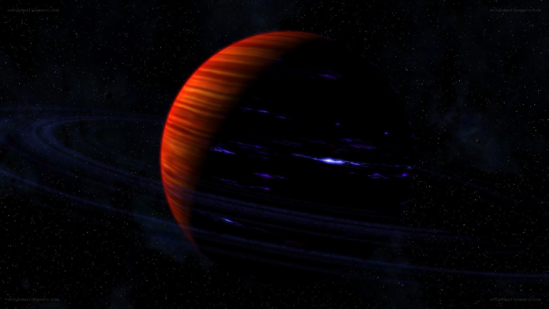 Exoplanet with rings in space