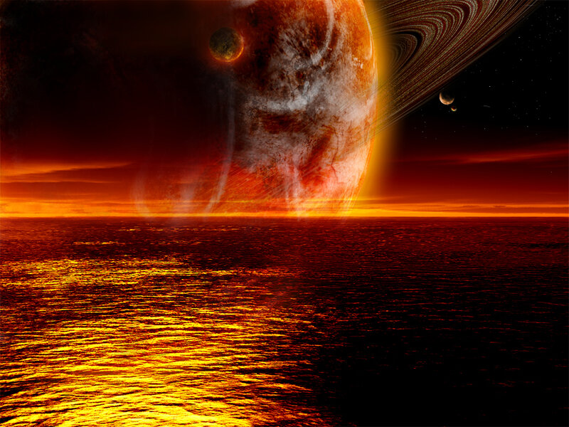 Exoplanet with Rings — Red