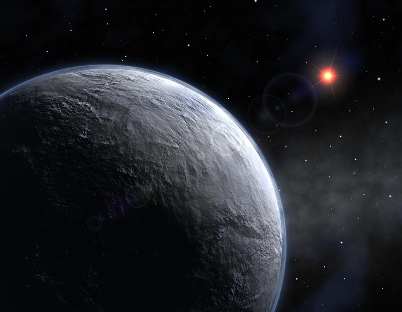 Exoplanet with Star — Black, Dramatic, 3d Render