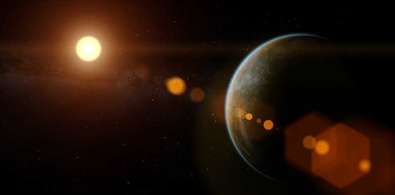 Exoplanet with Star — Black, Dramatic, Digital Art
